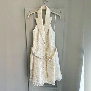 ZIMMERMANN White High Tide Tuxedo Mini Dress